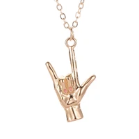 i love you pinky swear sign language gold pendant gesture punk rockroll hand chain best friend personality necklaces jewelry