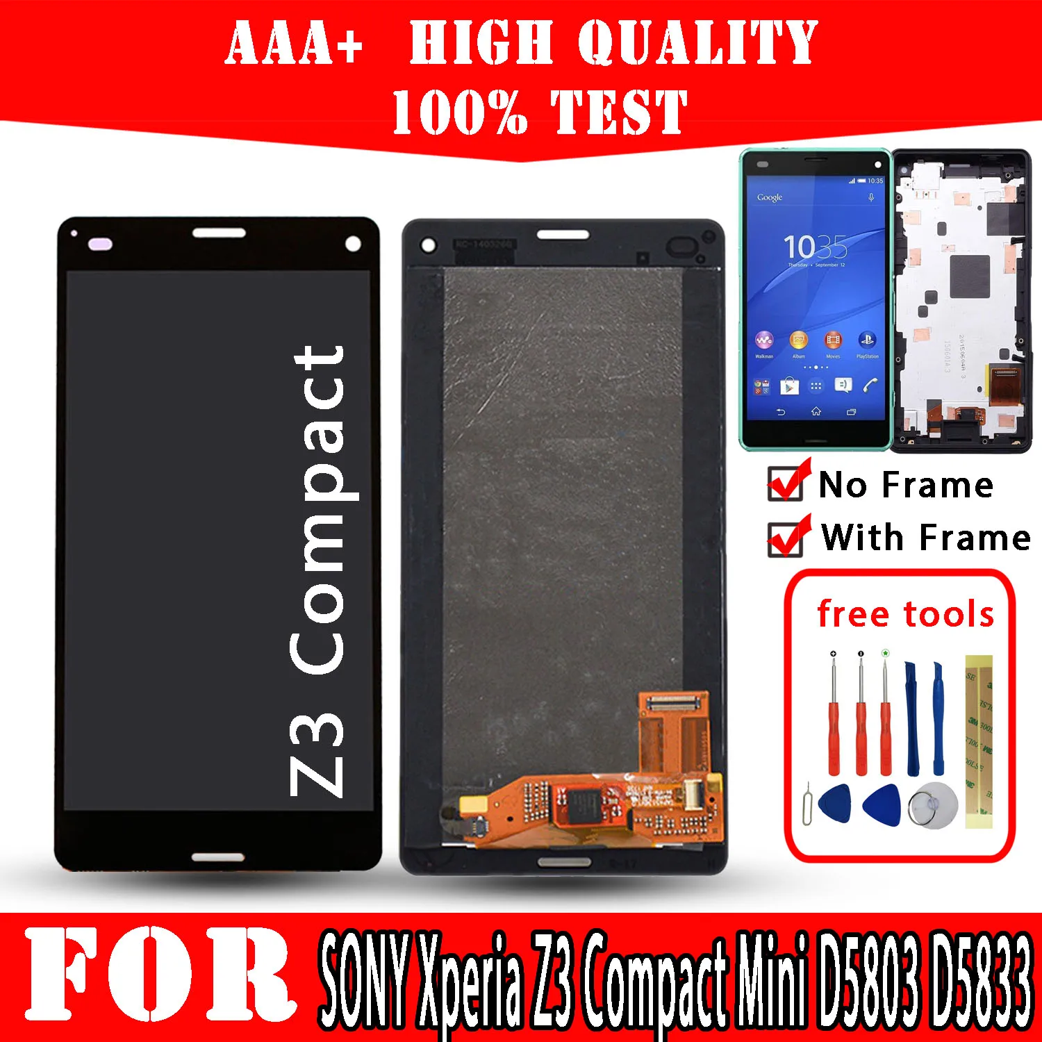 Original LCD For SONY Xperia Z3 Compact Mini D5803 D5833  Display Premium Quality Touch Screen Replacement Parts Phones Repair