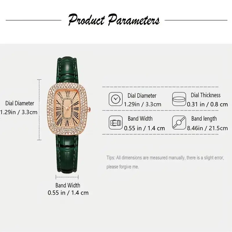 Luxury Ladies Leather Bracelet Rhinestone Fashion Quartz Watch Trendy Student Watch Set enlarge
