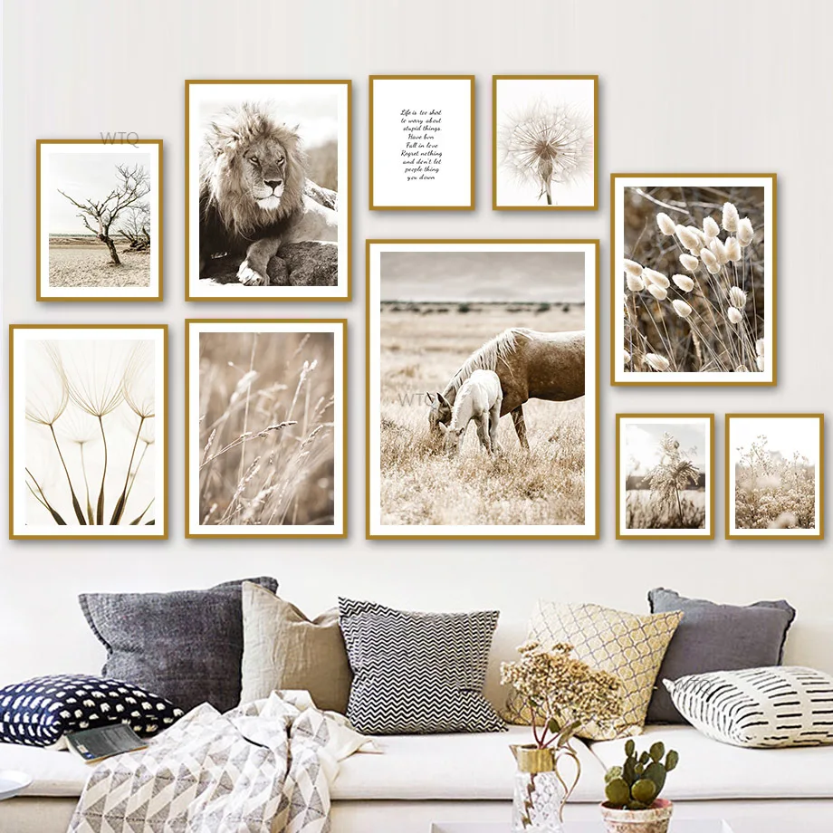 

Autumn Dandelion Reed Lion Dry Tree Grass Wall Art Canvas Painting Nordic Posters And Prints Wall Pictures For Living Room Decor