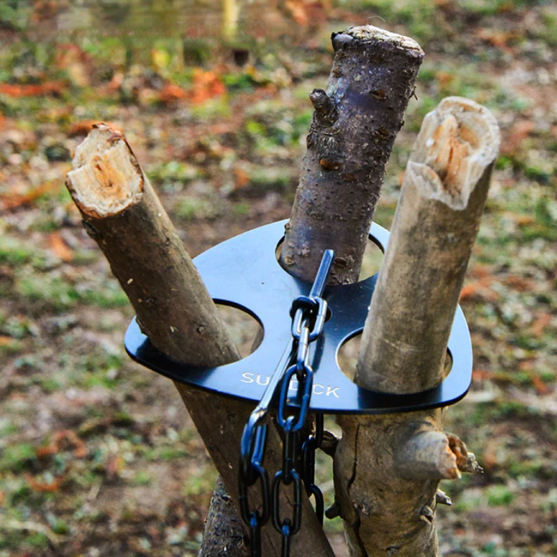 

Тренога для кемпинга на открытом воздухе, подвесной котелок из нержавеющей стали, кронштейн для барбекю, гриля, треугольное кольцо, инструм...