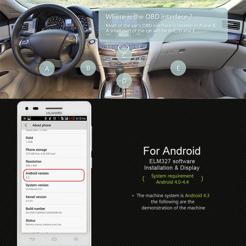 Bluetooth/WIFI V1.5 ELM327 OBD 2 Auto Interface Scanner ELM 327 New Car Diagnostic Tool Code Reader Mini for Android - купить по