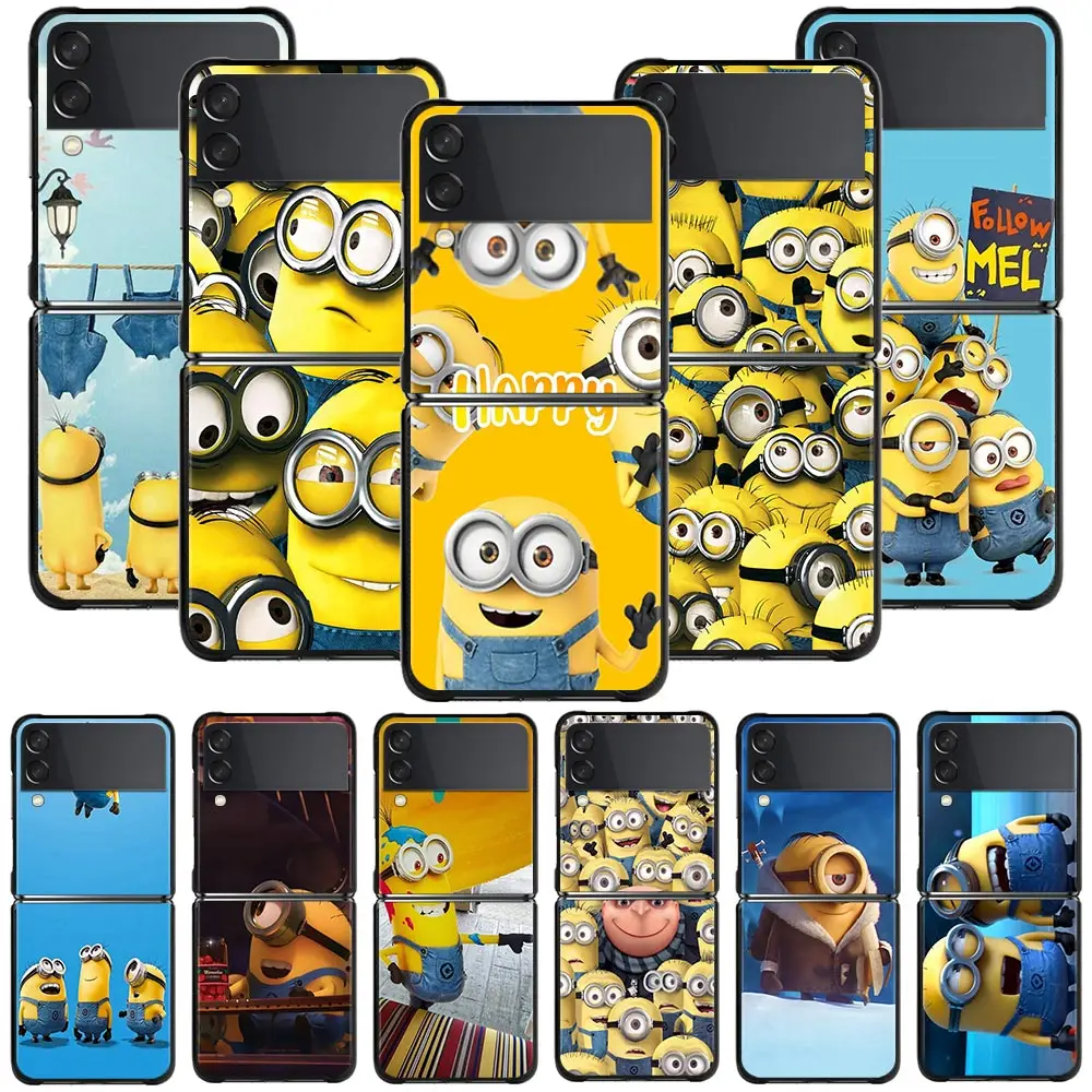 

Phone Case For Samsung Galaxy Z Flip 3 Zflip3 5G Hard PC Coque ZF3 zflip3 Shockproof Cover Folding Capa Despicable Me Minions