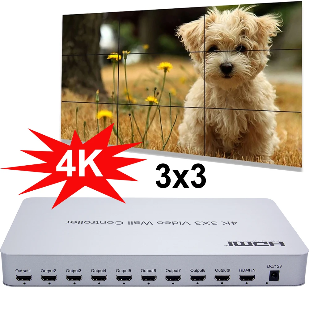 

4K 3x3 Intelligent Voice Video Wall Controller with AI Audio 2x2 1x3 1x4 2x3 2x4 5x1 4x1 Multi Screen Splicing TV Wall Processor