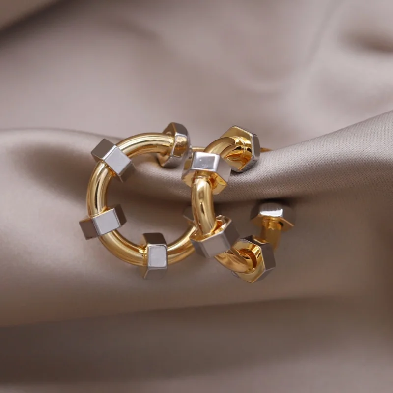 2024 корейский новый дизайн модные ювелирные изделия двухцветные металлические