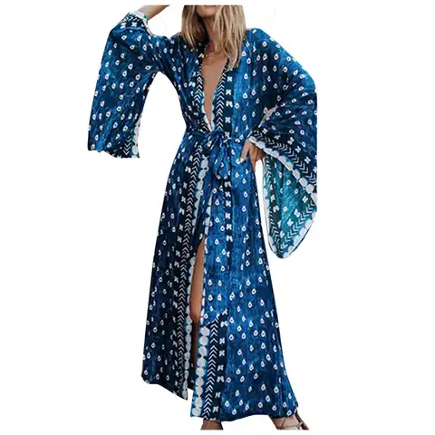 Women's Print Blue Cover Up Sunscreen Bikini Fashion Peacock Tail Beach Swimwears Tankinis Set Swimwears Thong swimsuit