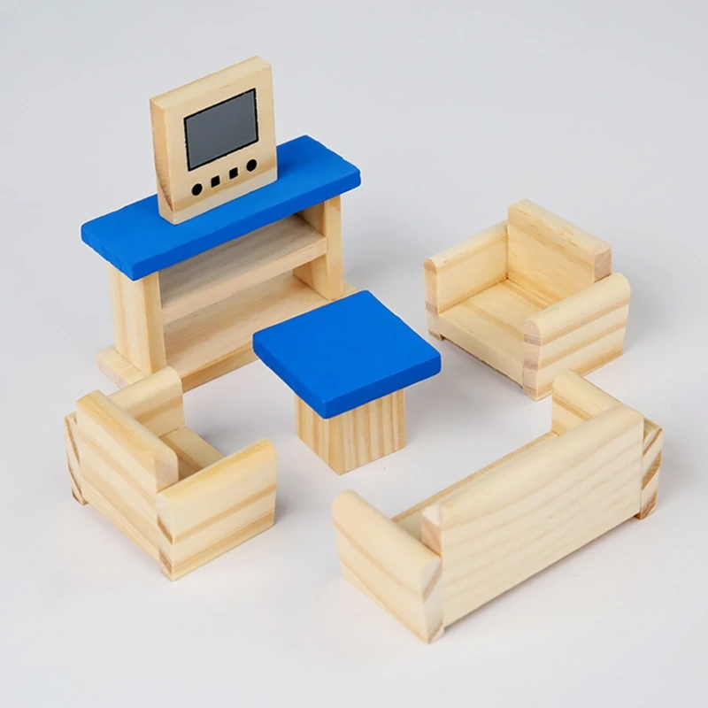 

Dollhouse Furniture Set Mini Wooden Simulation Furniture Model Miniature Playhouse Scene Layout Girls Bjd Doll Accs 1/12 QX2D