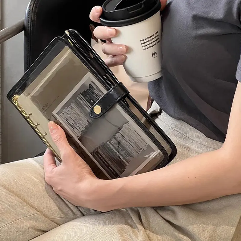 Блестящая обложка для блокнота yiwi  черно-коричневая