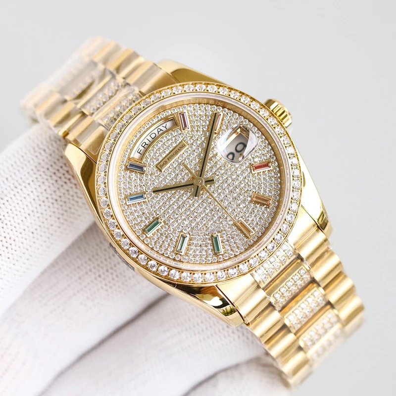 Watches 2022 New jiaqimen's and women's watches set with diamonds fashion waterproof hot selling women's quartz watch steel enlarge