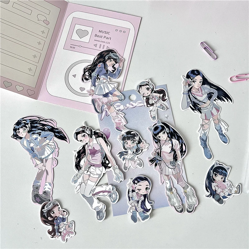 

Korean Newjeans Girls' Whale Album Character Sticker Bag Girl Journal Decoration Material Photography Prop