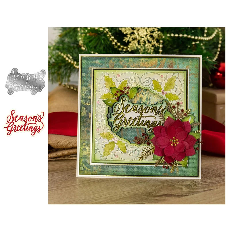 

Christmas Seasons Greeting Metal Cutting Dies Cut Die Mold 2022 New Series Scrapbook Paper Craft Knife Mould Blade Punch Stencil