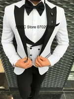 mens suit wedding iapel collar single breasted formal slim fit blazer sets groomsmen party 3 piece jacket vest pants
