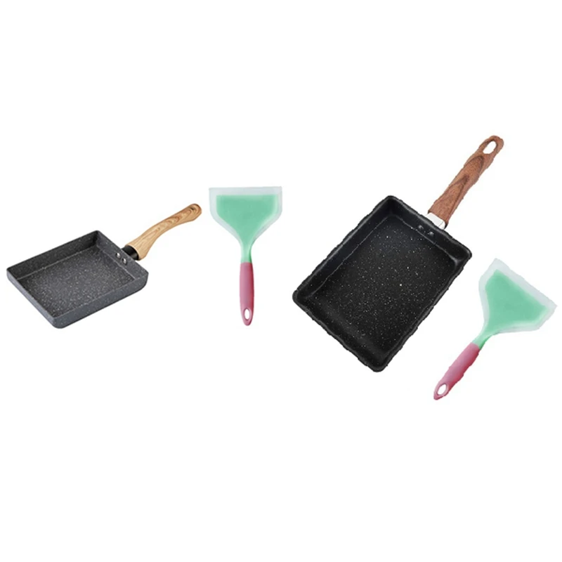 

Omelette Pan,Non-Stick Japanese Tamagoyaki Pan With Anti Scalding Handle Rectangle Egg Frying Pan With Spatula
