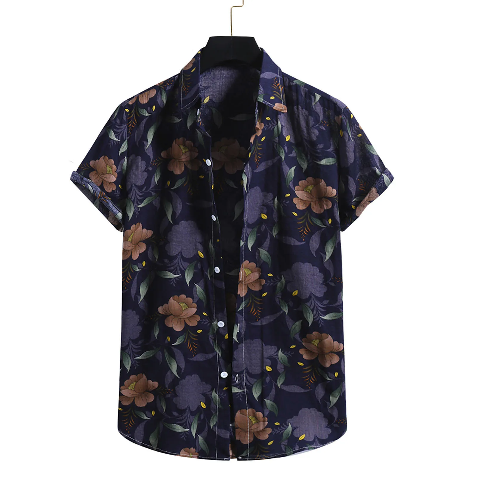 

Мужская хлопковая рубашка с коротким рукавом, Повседневная стильная рубашка с отложным воротником, элегантная художественная 3d-рубашка с ц...