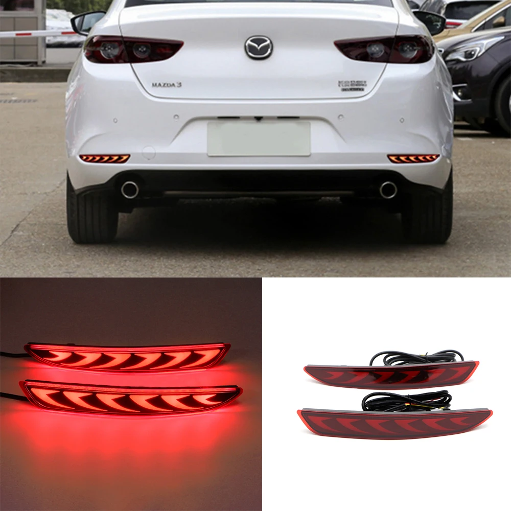

2PCS Car LED Rear Bumper Light Rear Fog Lamp Brake Light Turn Signal Light Fit For Mazda 3 Axela Sedan 2019-2021