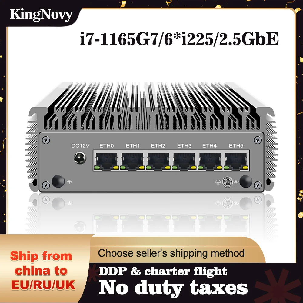 Мини-роутер i7 1165G7 i5 1135G7 2 5 ГГц Intel i225 6LAN RJ45 2xDDR4 NVME |