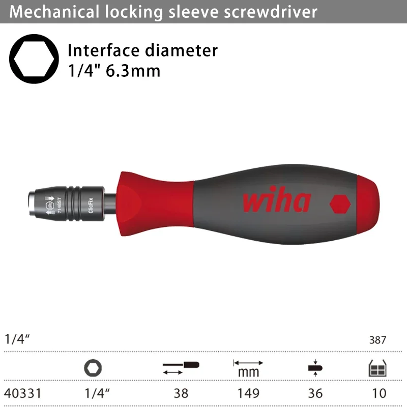 

WIHA 29463 32160 32161 40331 25874Гексагональный держатель бит, прочная магнитная нескользящая ручка отвертки с 4 бусинами