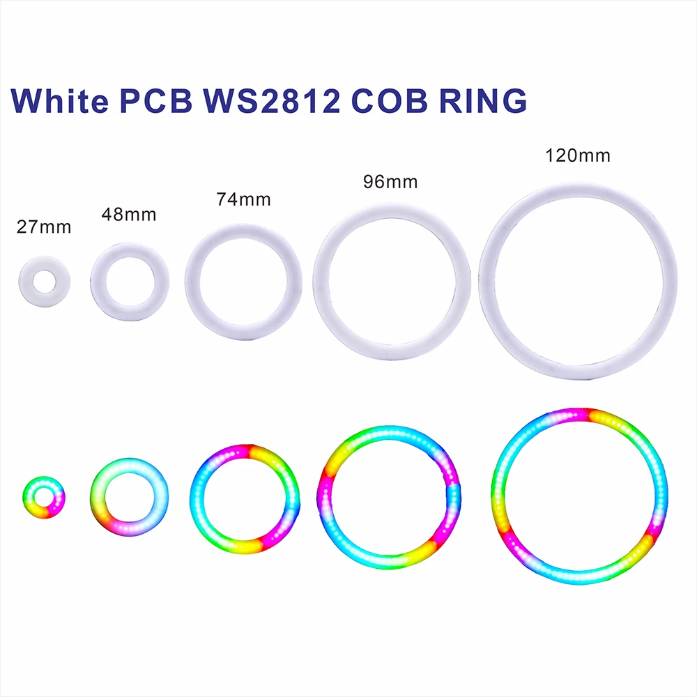 Фото Светодиодный кольцевой модуль WS2812B COB, 5В, RGB, 18/36/54/72/90 светодиодов, с индивидуальной адресацией, встроенный чип WS2812, умный, DC5V, RGB FCOB, на печатной плате, 5В №2