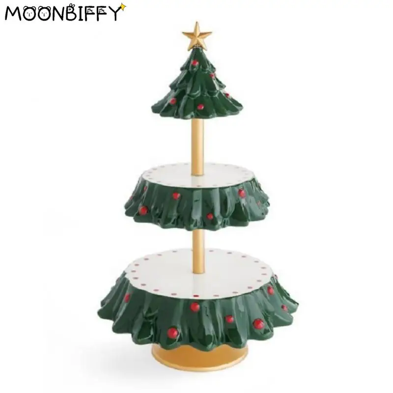 

Christmas Snack Stand 2 Tier Resin Food Serving Tray Cupcake Holder Bowl Xmas Table Decor Ornaments Snack Rack New Year 2022