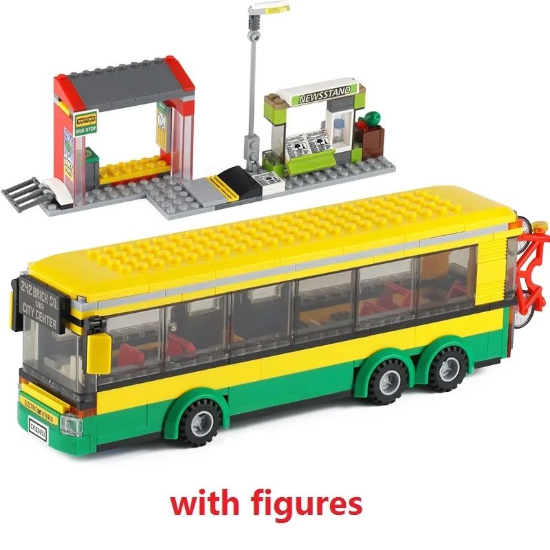 

Bus stop model 40021 city series 82053 commuter bus station180035 small particle assembled building block toys birthday Gifts