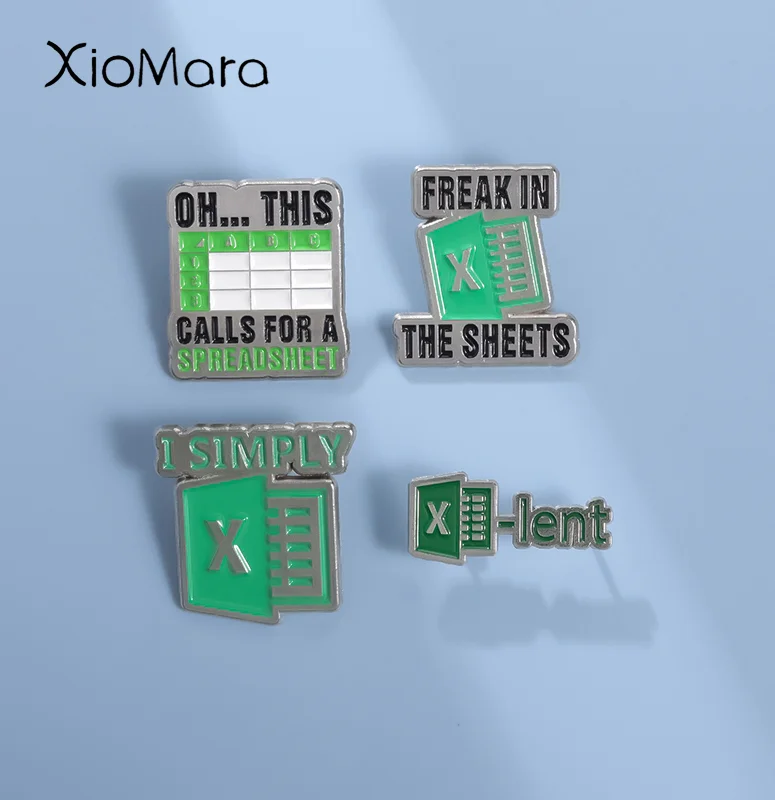 Эмалированные булавки в листе Excel металлические броши модный значок на лацкан
