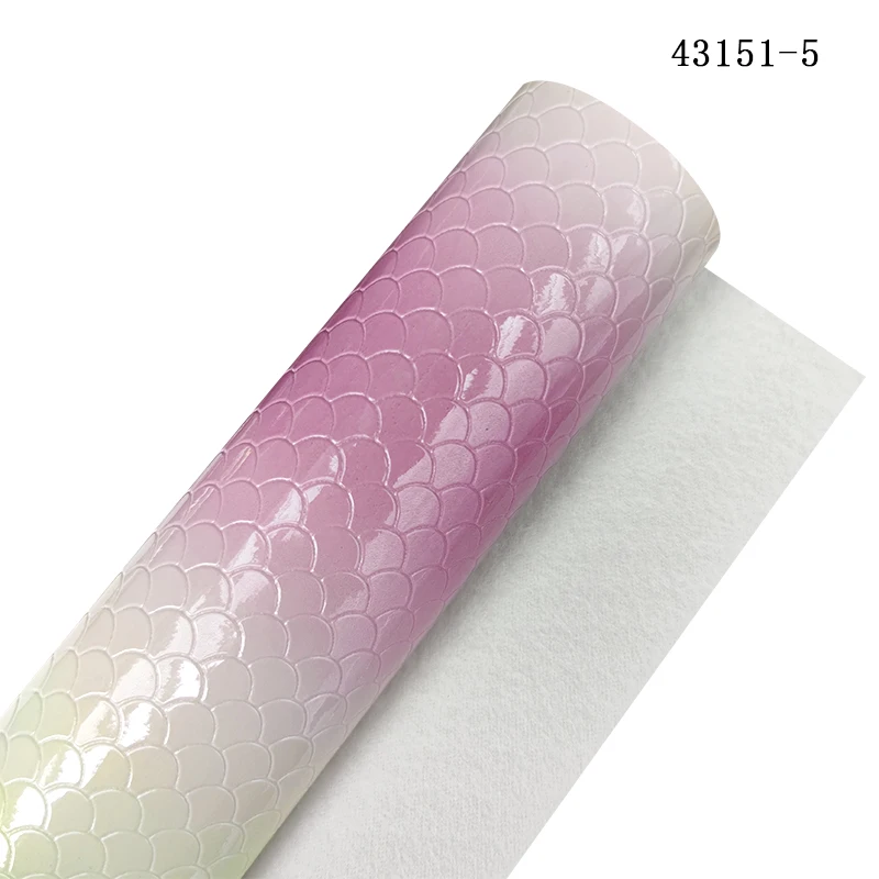 

Gradient Color Fish Scale Textured Smooth Soft PU Faux Fabric for Making DIY Accessories/Decoration/Bag/Earrings/Cases 30*135cm