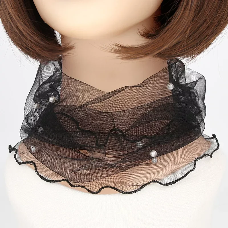 

Summer Chiffon Neck Collar Scarf Women Head Thin Sunscreen Variety Small Silk Anti-UV Scarf Mask Multi-Function Scarf