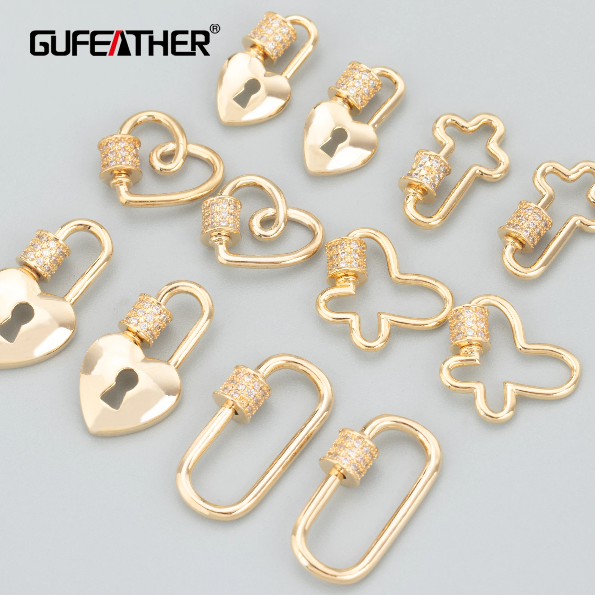 

GUFEATHER M894,jewelry accessories,clasp hooks,18k gold plated,zircon,charms,hand made,diy accessories,jewelry making,6pcs/lot
