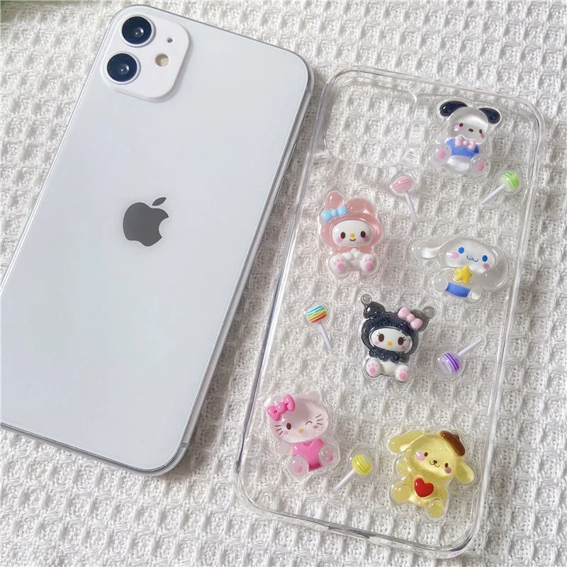 Sanrio 3D Lollipop Hello Kitty Cinnamoroll Phone Case For Iphone 11 12 13 14 Pro Max Mini X Xs Xr 7 8 Plus SE Shockproof Cover