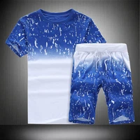 2022 summer new mens t shirt shorts set casual solid t shirt tracksuits running sets fashion harajuku printed male sport suit