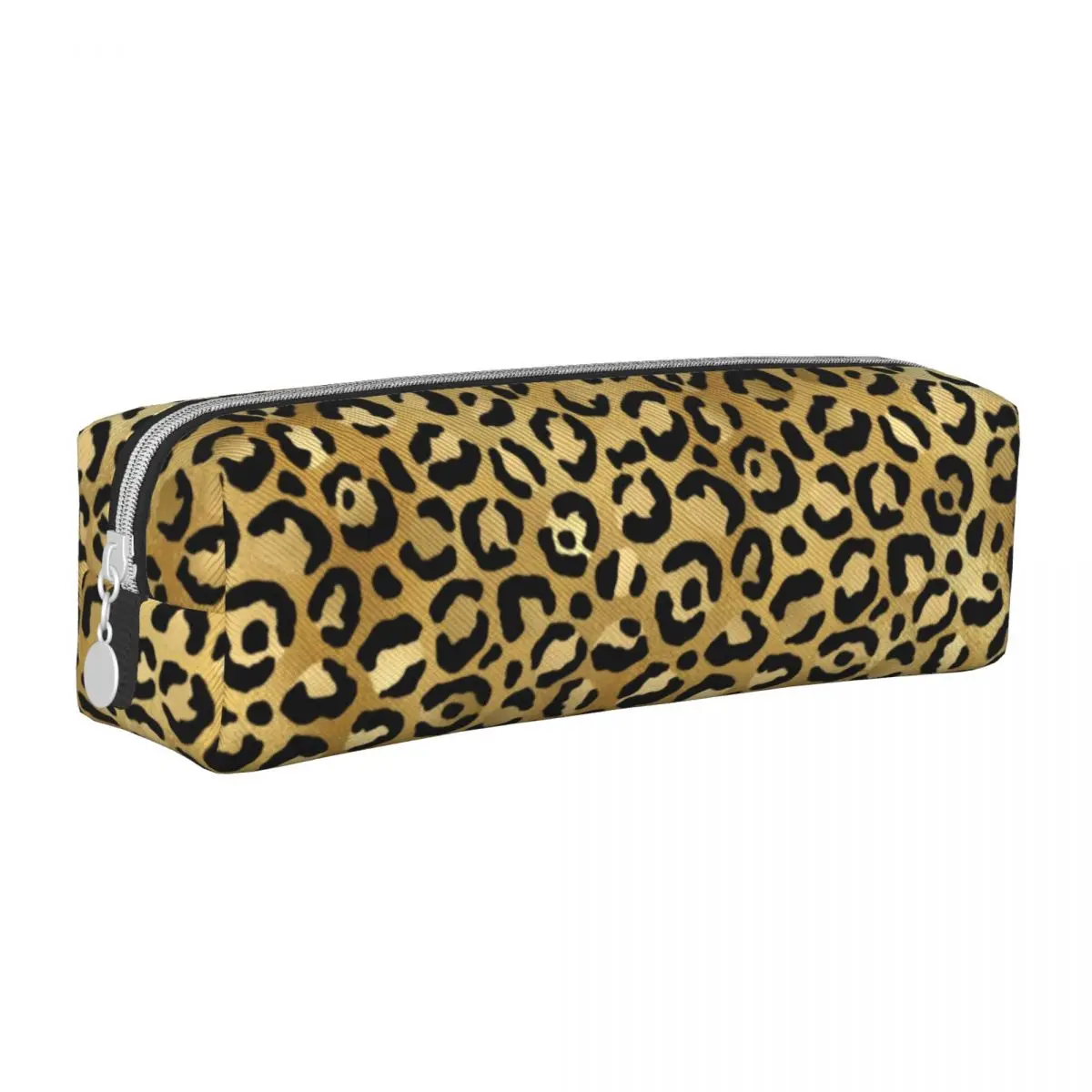 

Золотистый Леопардовый квадратный карандаш, классический кожаный Простой пенал с животным принтом, подходит для школы, подростков, сумка для ручек на молнии