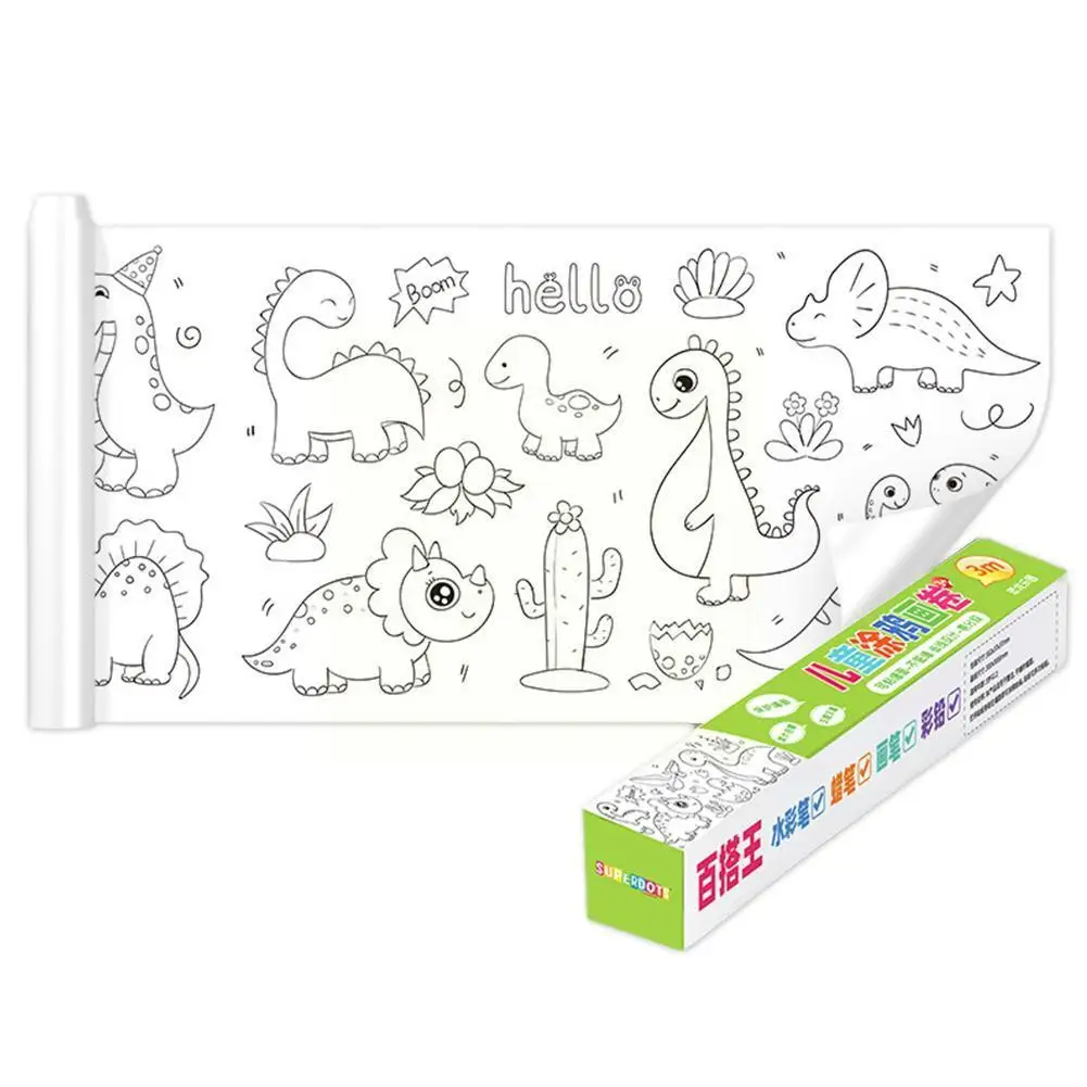 

Children's New Year Gift Toy Coloring Paper Graffiti Long Roll Set Toys Dinosaur Picture Children's Scroll Art 300x30cm T9x9