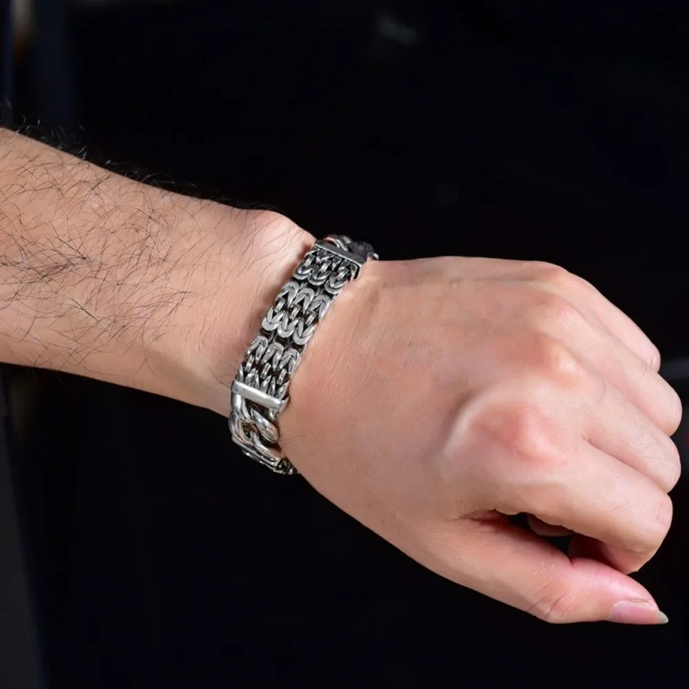 Настоящая твердая цепочка из стерлингового серебра 925 пробы для мужчин Lucky Three