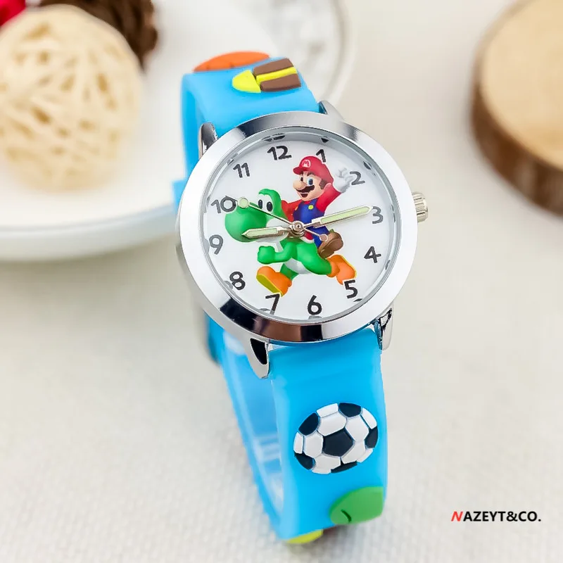 Fashion Cute Super Mario Series Children's Watch Quartz Stone Electronic Children's Creative Watch Football Silicone Strap Gifts