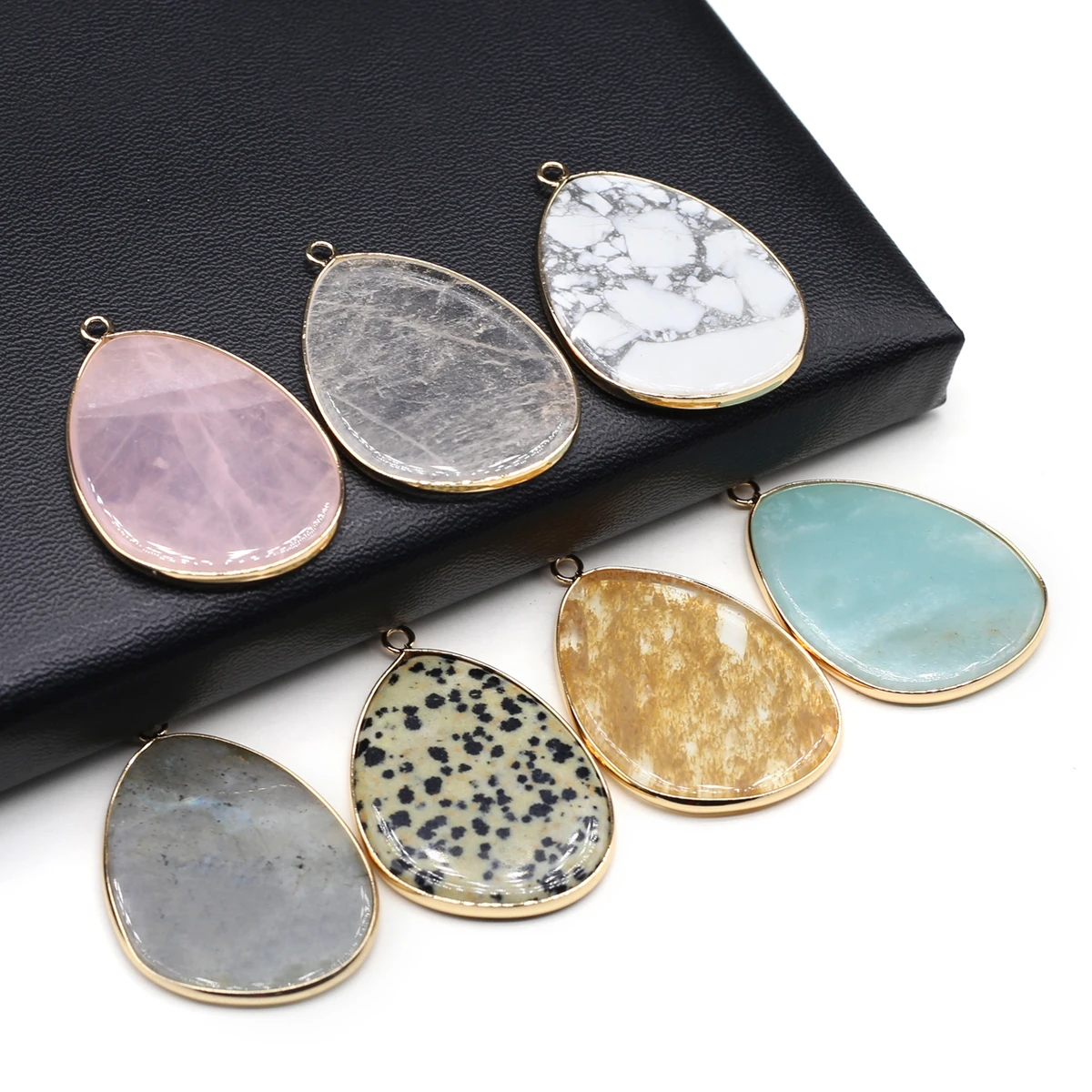 

Crystal Pendant Water Drop Shape Pendant Clear Quartz Amazonite Flash Labradorite Charms for Jewelry Making DIY Necklace Earring