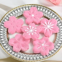 5pcsset sakura cookie mold stamp pink cherry blossom biscuit mold cutter mold flower charm diy floral mold fondant baking tool