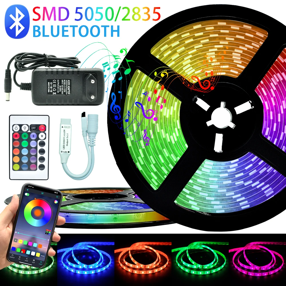 

LED Strip Light RGB 5050 SMD 2835 Waterproof Flexible Ribbon Led Lights Strips RGB Tape Diode DC 12V Phone App Bluetooth Control