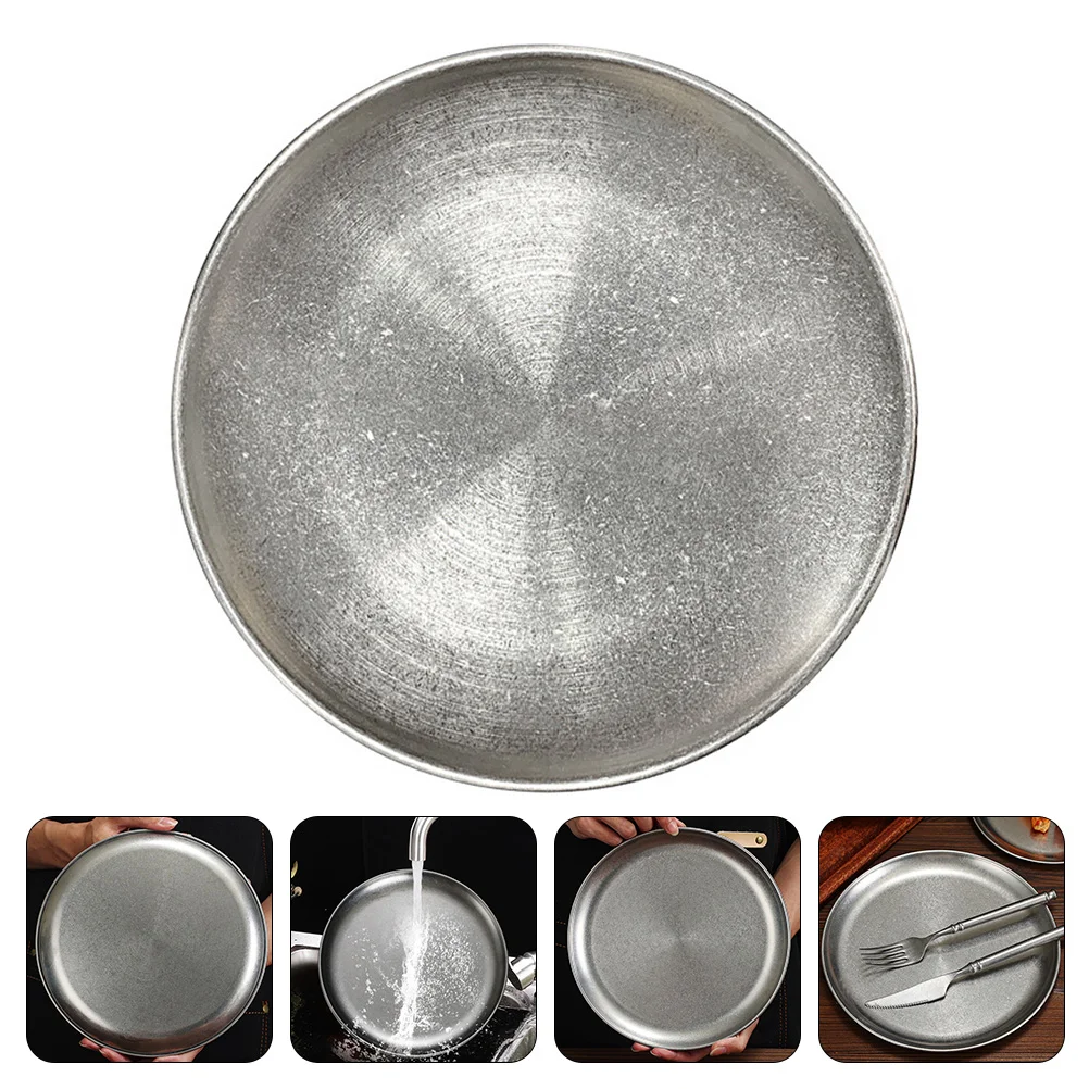 

Multi-functional Food Serving Plate Round Barbecue Plate Steak Serving Plate