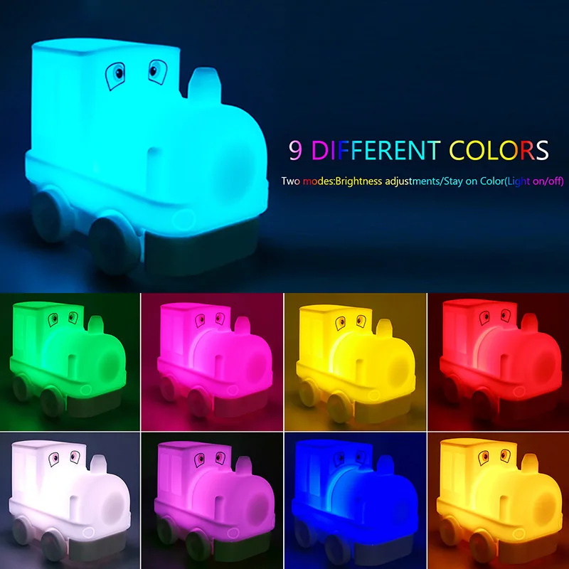 Cute Colorful Color-changing Train Silicone Light Usb Rechargeable Indoor Bedside Atmosphere Lamp Fire Truck Car Led Night Light