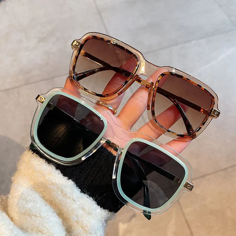 

Square Sunglasses 2022 large frame men's and women's fashion retro funny designer luxury brand metal UV400 protection