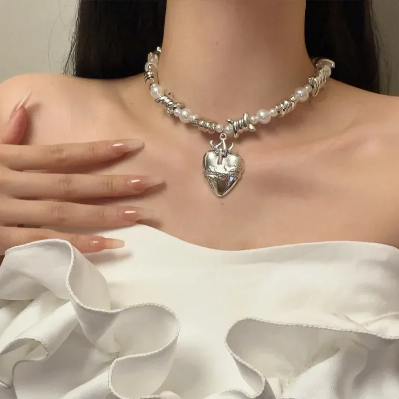 Жемчужные ожерелья Draweye Y2k для женщин Винтажные Украшения в форме сердца