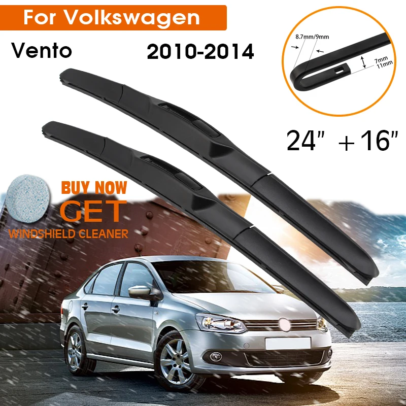

Car Wiper Blade For Volkswagen Vento 2010-2014 Windshield Rubber Silicon Refill Front Window Wiper 24"+16" LHD RHD Accessories