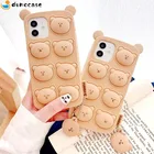 Оживите стресс мягкий чехол для телефона с изображением цветов для IPhone 11 12 Pro Max 6 7 8 Plus Xr Xs Max 3D медведь сжимающаяся игрушка пуш-ап пузырь силиконовый чехол