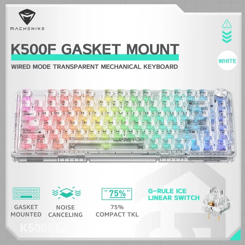 

Machenike K500F Mechanical Keyboard Multifunctional Knob Dynamic Rgb Backlit Hot Swap 81 Keys Gaming Keyboard Pc Gamer Laptop