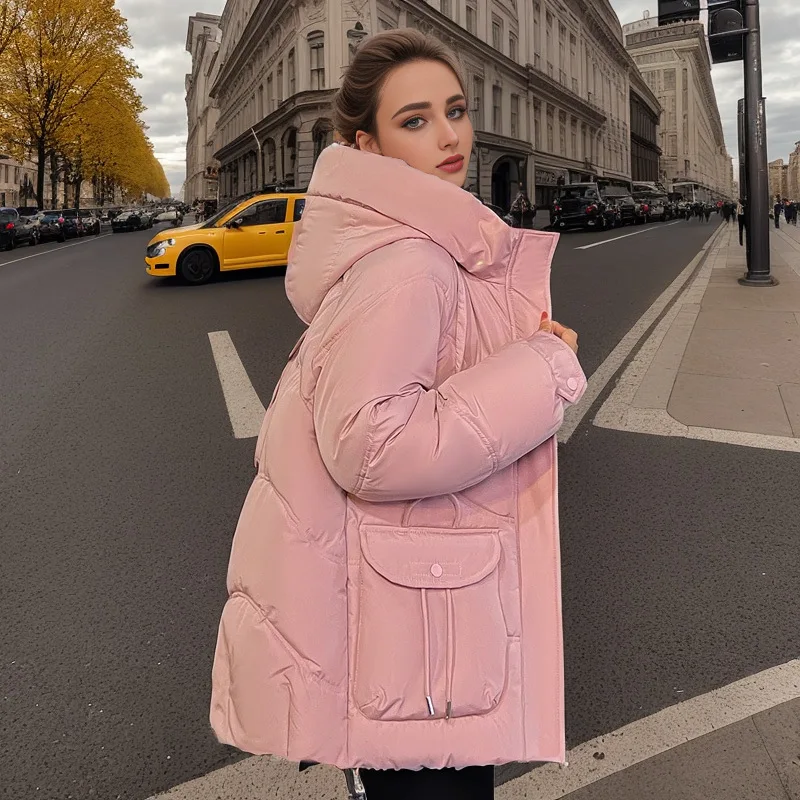 

Новинка 2023, женские зимние парки, Корейская пуховая куртка с капюшоном, толстая Свободная Повседневная теплая куртка с хлопковой подкладкой, пальто, верхняя одежда