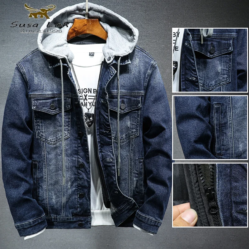 

2022 Hooded Cotton Liner Denim Jakets Men Winter Denim Coats Jean Jackets New Fashion Men Outwear Casual Denim Coats M-4XL