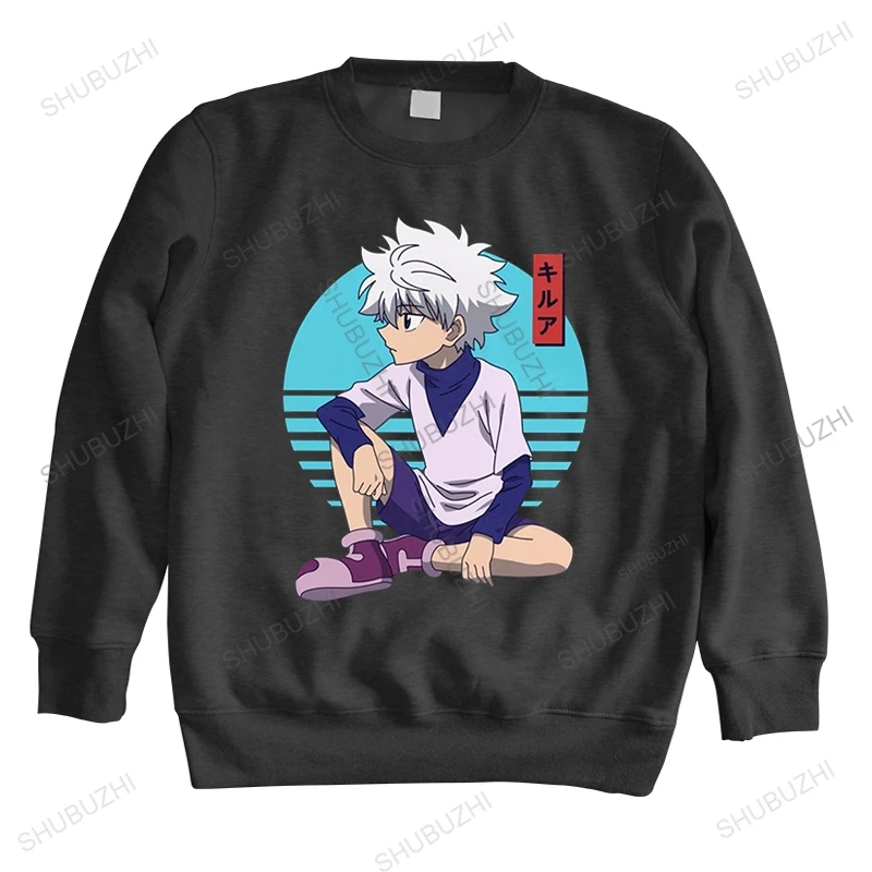 

Мужские хлопковые свитшоты Hunter X Hunter, с круглым вырезом, Killua Zoldyck, для влюбленных манги, Крутая толстовка, приталенная одежда