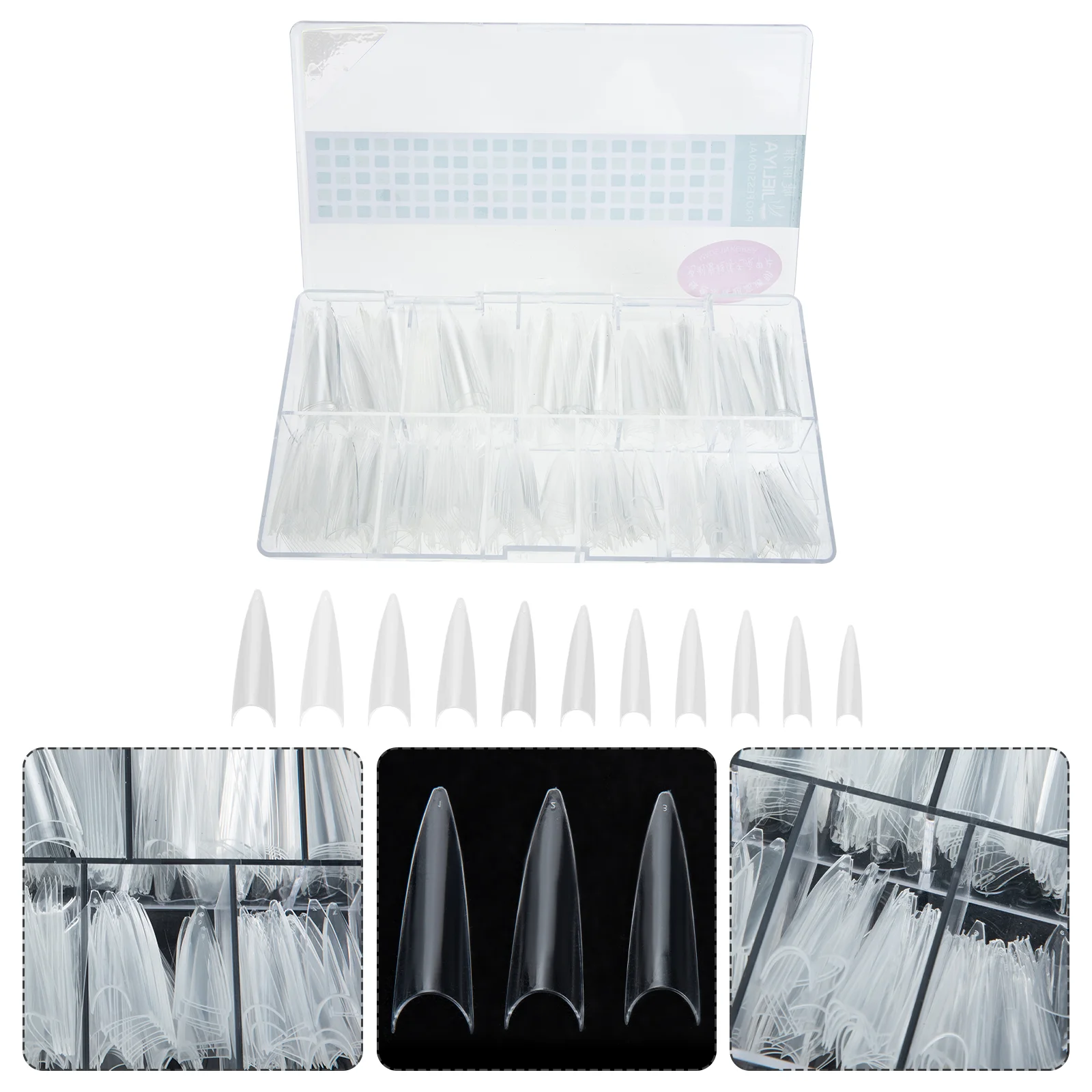 

500 шт., прозрачные накладные ногти с полным покрытием