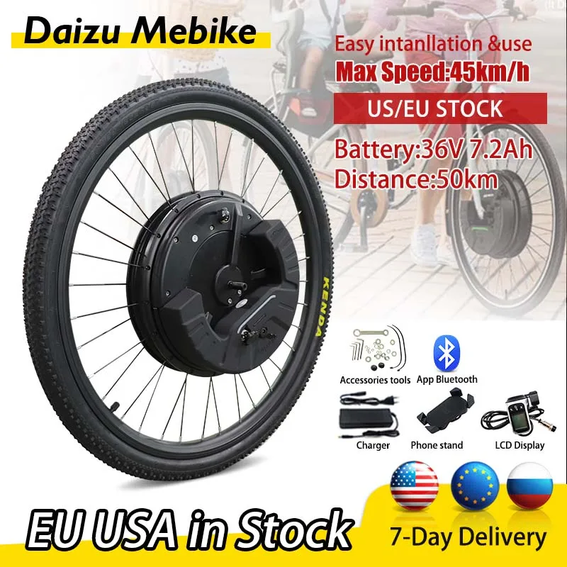 Imotor3.0 Wireless Ebike Conversion Kit 36V 350W Front Motor for Electric Bike APP Bluetooth E Bike Conversion Kit 7.2AH Battery