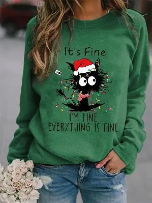 

2022 Hot Sale Women Christmas Sweatshirt Cute Cartoon Ladies Sweatshirt Fashion Sterrtwear Clothes Pop Loose Cotton Casual Tops